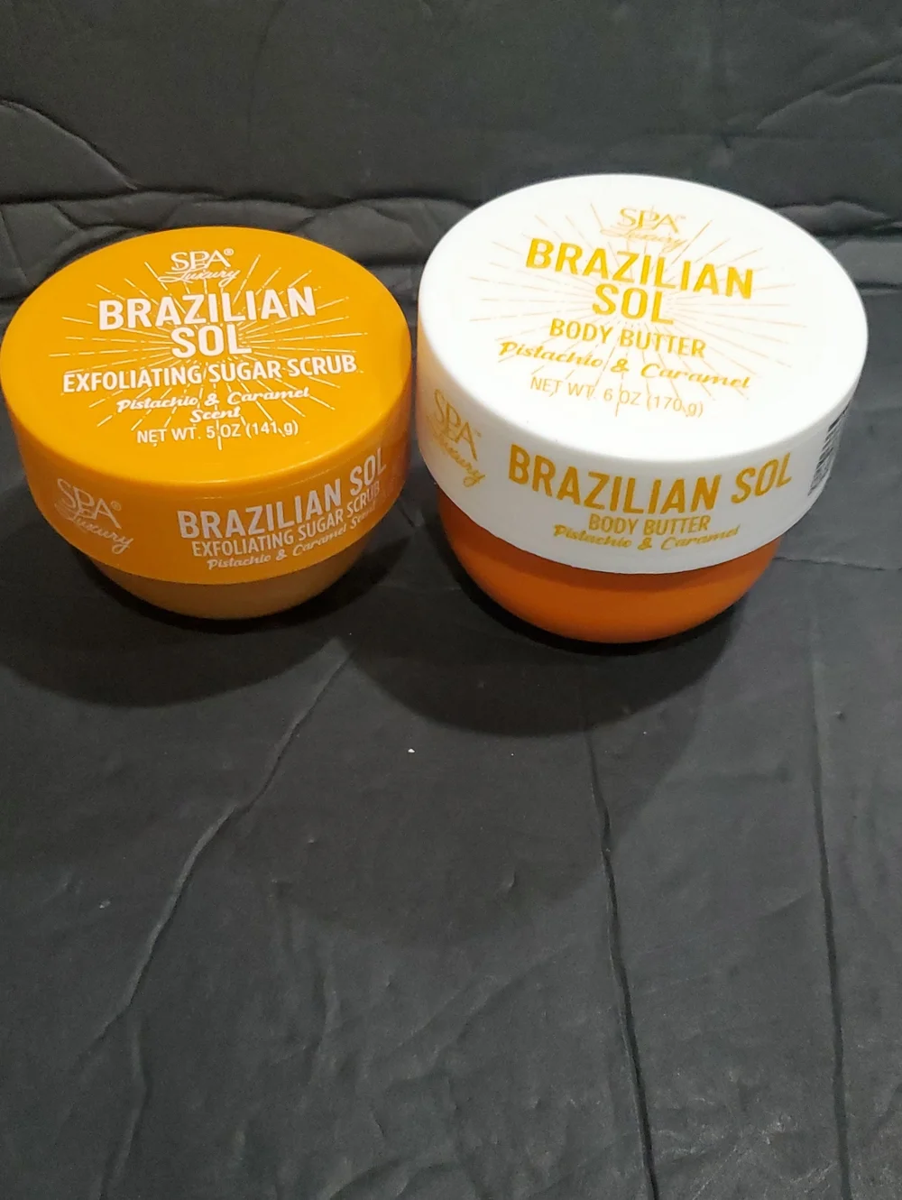 2pack Brazilian Sol Pistachio & caramel scented body scrub & body butter NEW